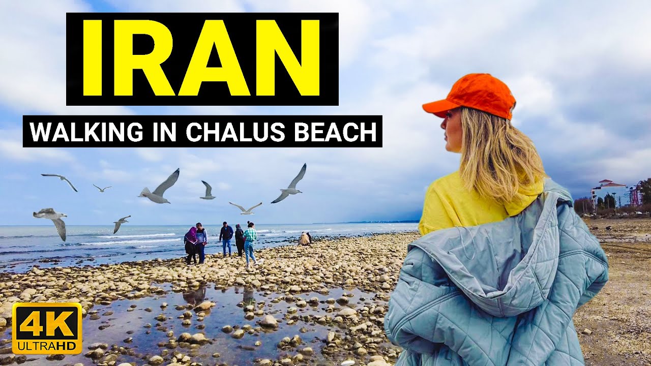 Walking In Chalus Beach - Caspian Sea 2022 Iran walk 4k ایران چالوس