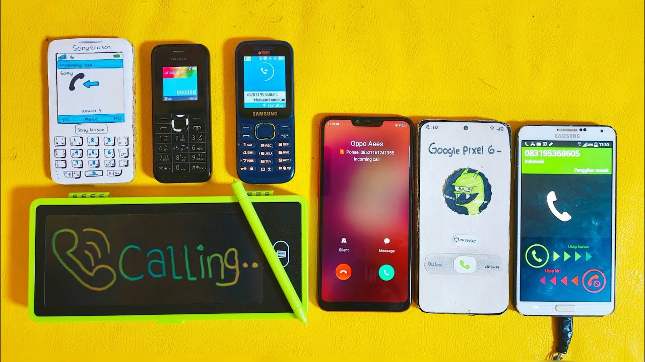 Drawing Pad Calling On OPPO A3s, Pixel 5, Galaxy Note 3, Samsung B310e,Nokia 105,Sony ericson