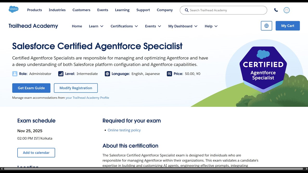 &ldquo;Salesforce Agentforce Specialist Certification &mdash; Step-by-Step Exam Guide (Free Certification)&rdquo;