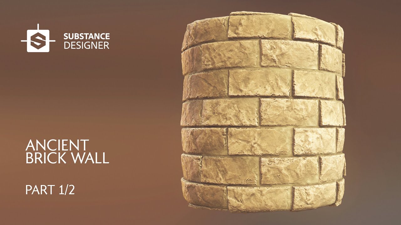 (Speed Texturing) Ancient Sandy Brick Wall (Substance Designer) Tileable Seamless Game Texture (1/2)