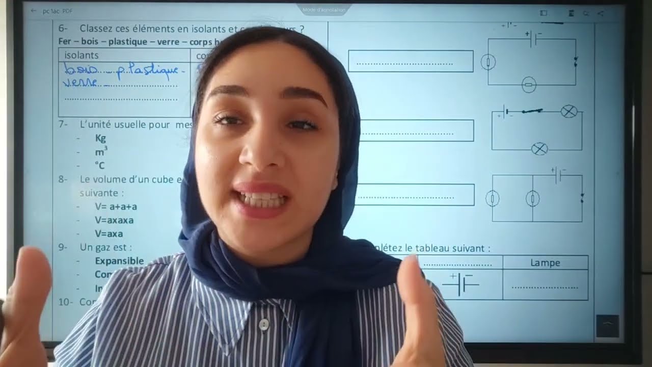 Test diagnostic 1AC /PHYSIQUE تصحيح تقويم تشخيصي أولى إعدادي لمادة الفيزياء
