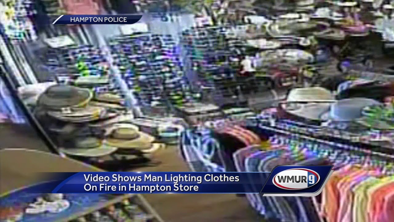 Video shows man lighting clothes on fire in Hampton store