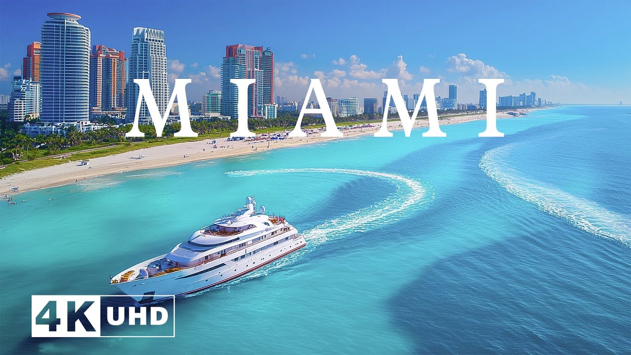 Miami 4K | Aerial Views of Tropical Beaches, Blue Waters & Coastal Skyline With Deep House Chill