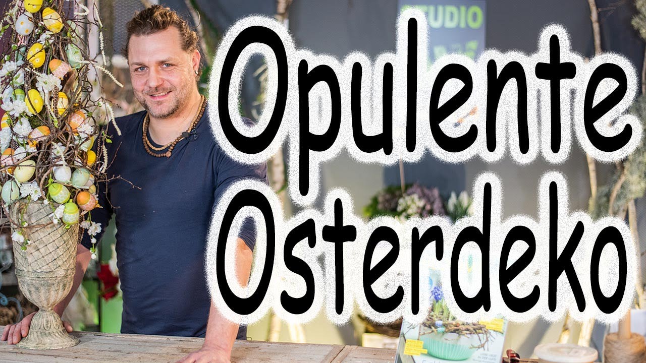 Ostergesteck Pokal Eier, Zweige und Federn | DIY-Osterdeko Bunter Eierstrauß | Aussendeko für Ostern