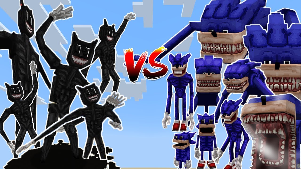 SHIN SONIC vs CARTOON CAT | MINECRAFT PE BATTLE