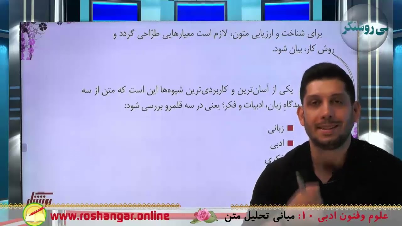آموزش علوم و فنون 1 پایه دهم رشته علوم انسانی - درس اول ( مبانی تحلیل متن )
