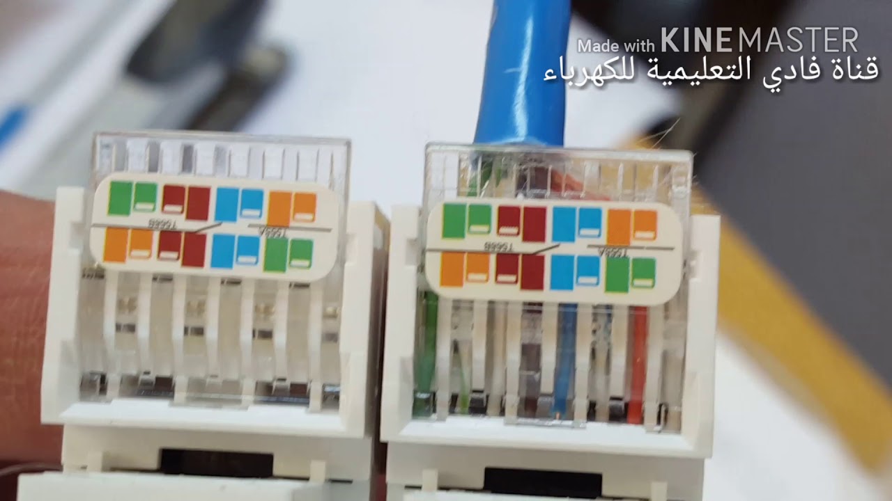 توصيل وصلة انترنت UTP مع توصيل طرف RJ انترنت