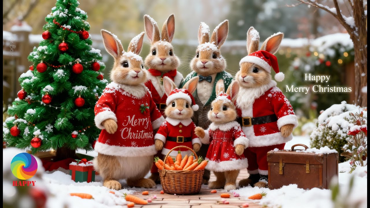 HAPPY -  Merry Christmas & The Rabbit Family