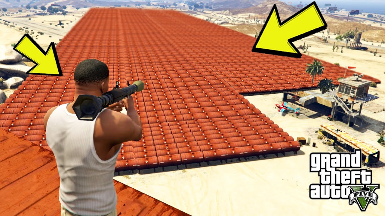 أكبر إنفجار في تاريخ لعبة جي تي أي 5 (الحد الأقصى) | GTA V The Biggest Explosion