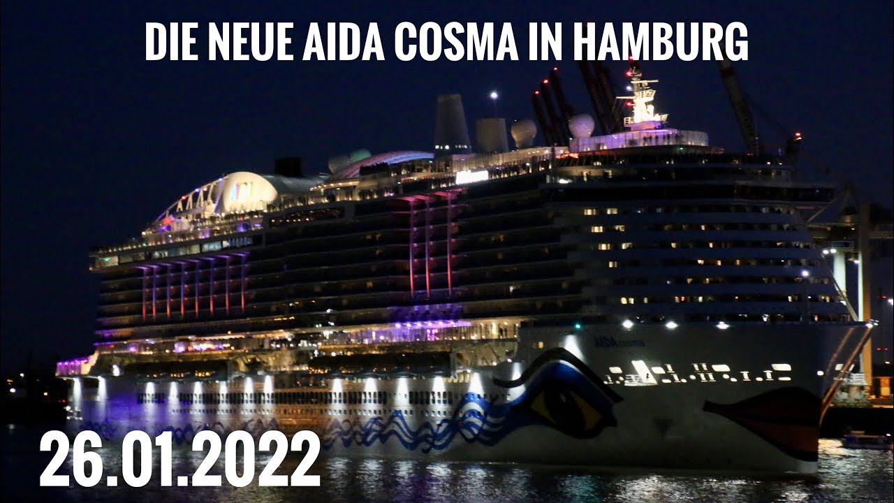 [4K]| Die Jungfernfahrt der neuen AIDAcosma in Hamburg, die AIDAsol begr&uuml;&szlig;t sie.