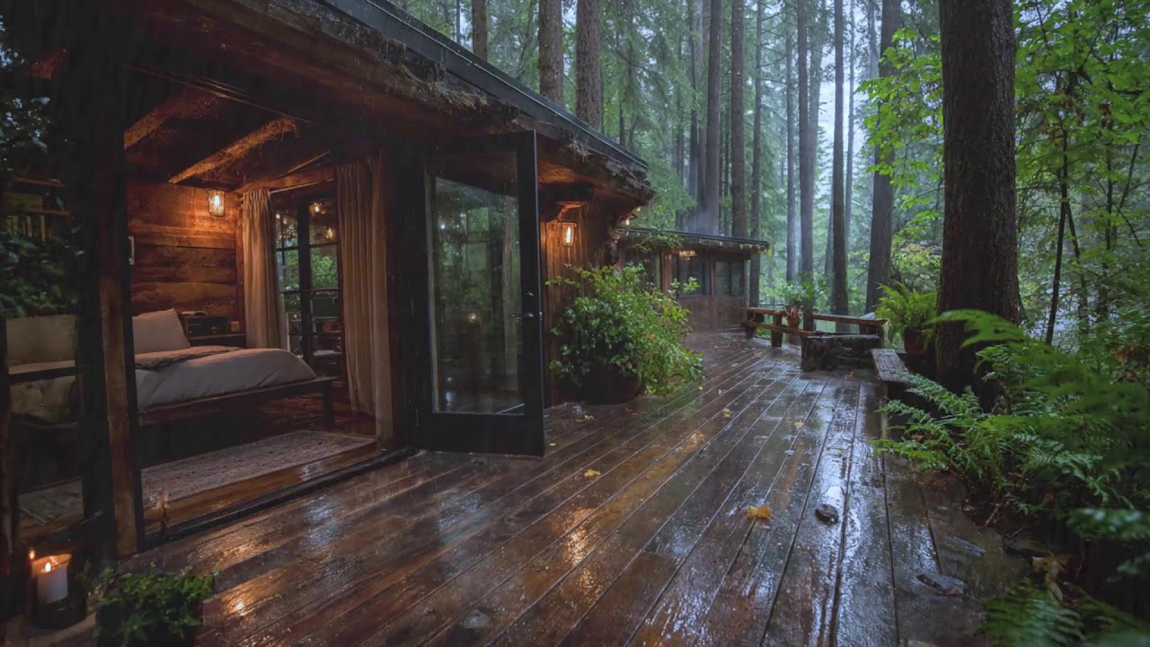 Peaceful Rain Sounds at a Cozy Wooden Cabin | Sleep Instantly & Reduce Anxiety