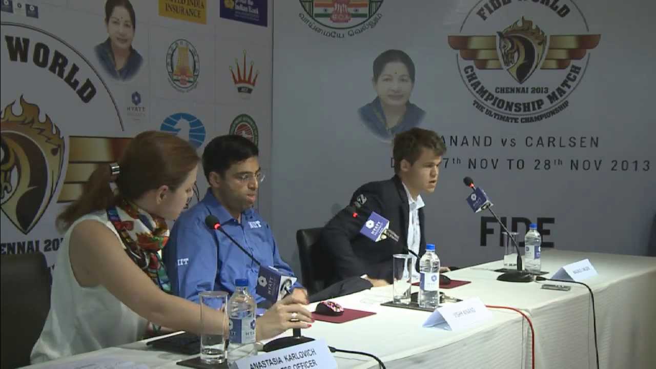 Game 8 - Post Match Press Conference with Viswanathan Anand and Magnus Carlsen