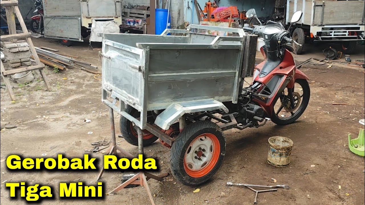 PROSES BONGKAR DAN REVIEW GEROBAK RODA TIGA MINI DENGAN MOTOR SUPRA X 125CC