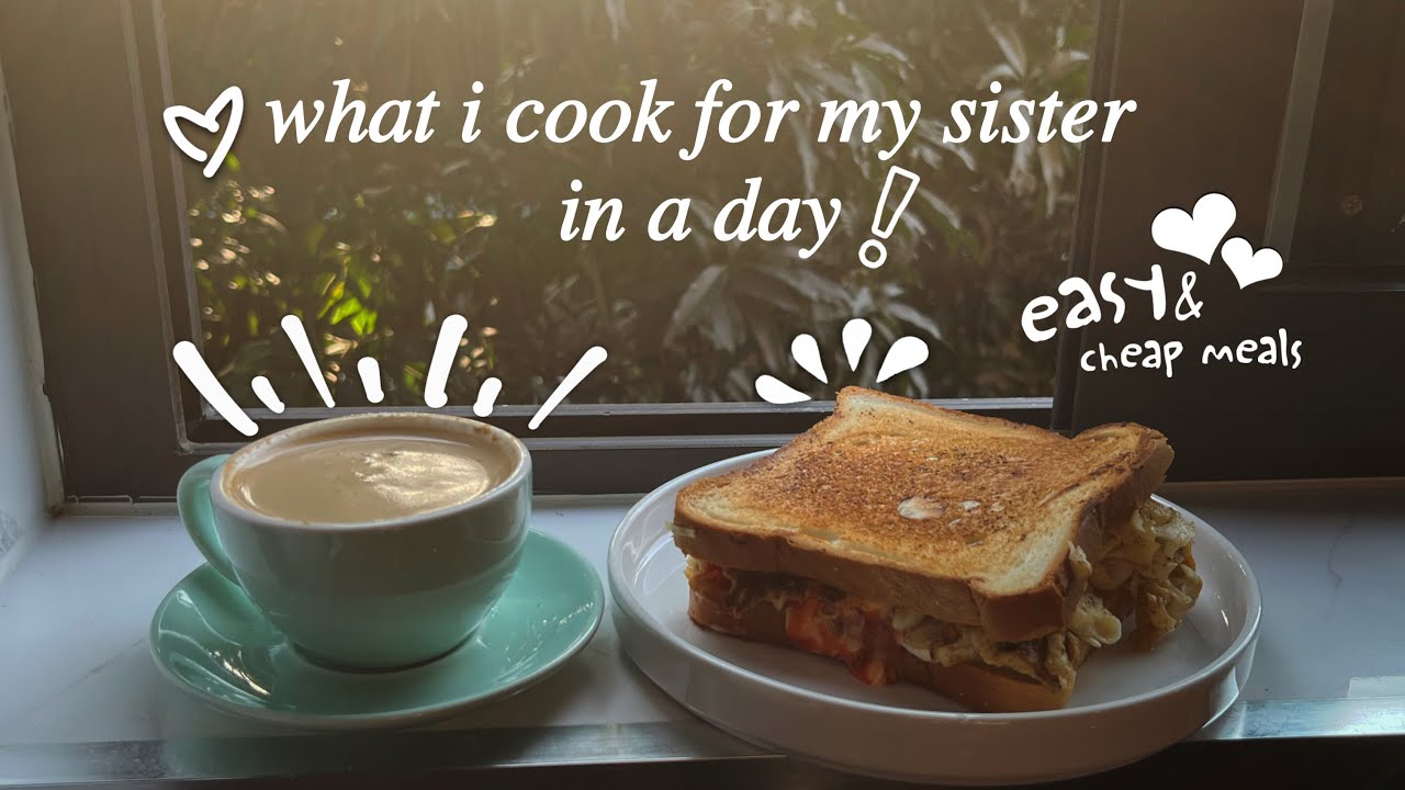 what i cook for my sister in a day 🥘 easy and delicious meals on a budget! 🥪🍗🥔#foodvlog #whatieat