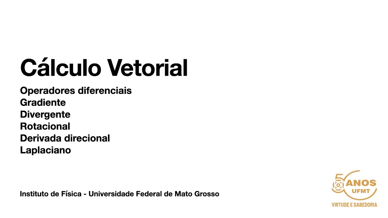 Cálculo Vetorial 4 : Operador nabla, gradiente, divergente, rotacional e laplaciano.