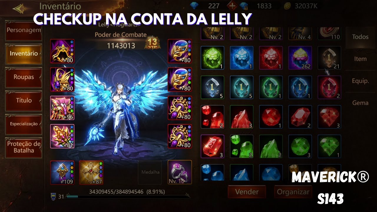 Dando uma olhada na conta da Lelly no Wartune ultra