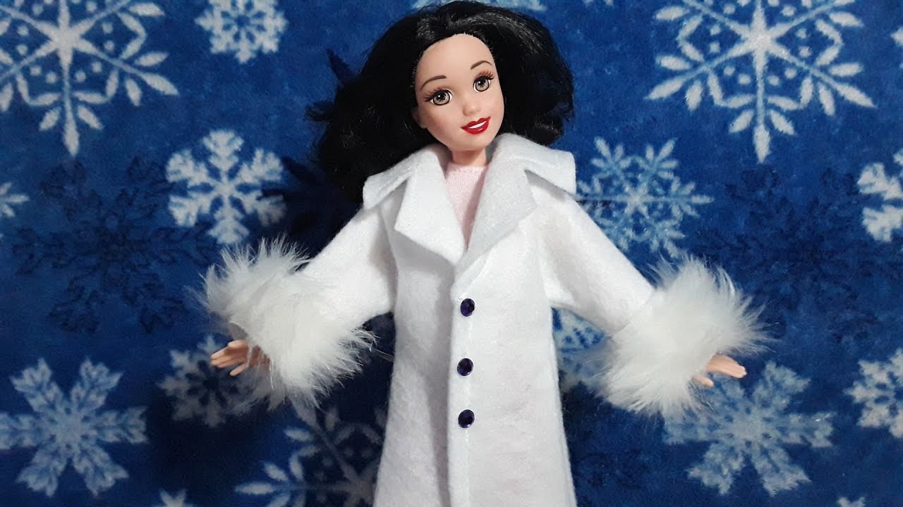DREAM of Walking in a Winter Wonderland WHITE Felt Coat with Fur for Dolls | Over 5,000 views!