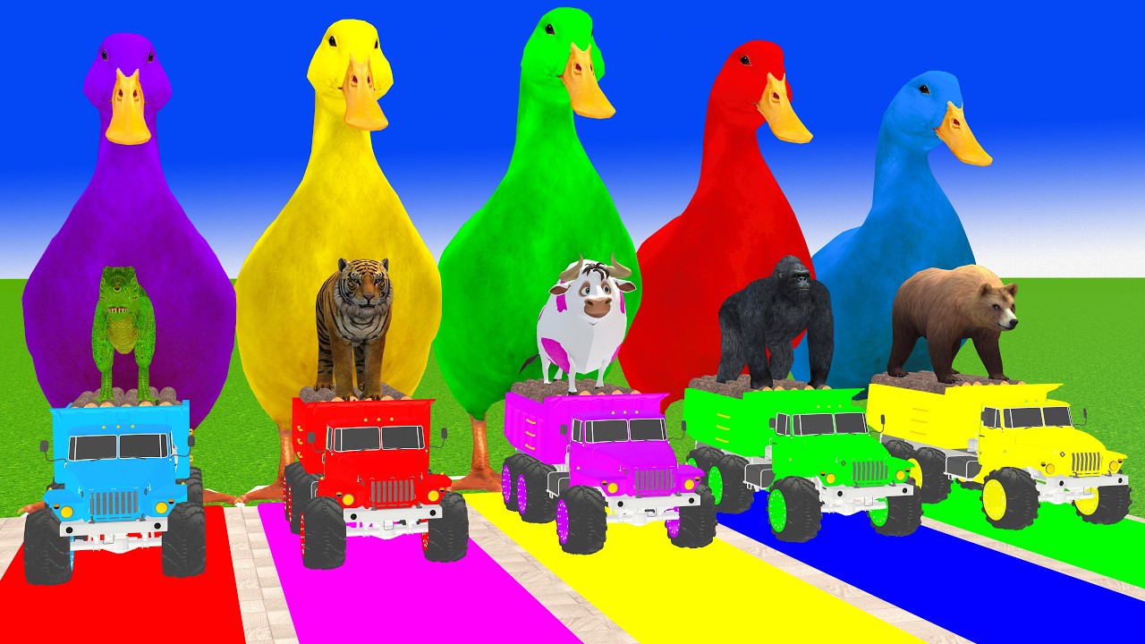 Long Slide Game With Cow Elephant Gorilla Hippopotamus Tiger 3d Animal Game Funny 3d Animals