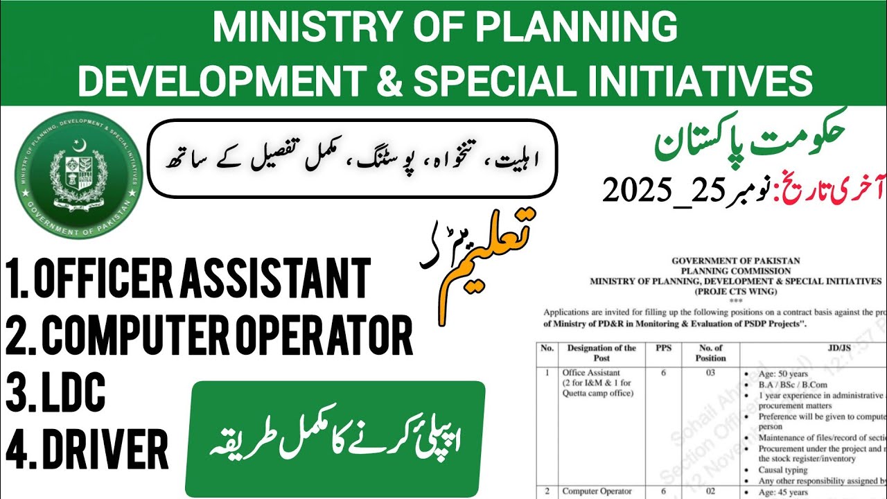 Ministry of Planning & Development Pakistan Jobs | Planning Commission Pakistan Latest Vacancie 2025