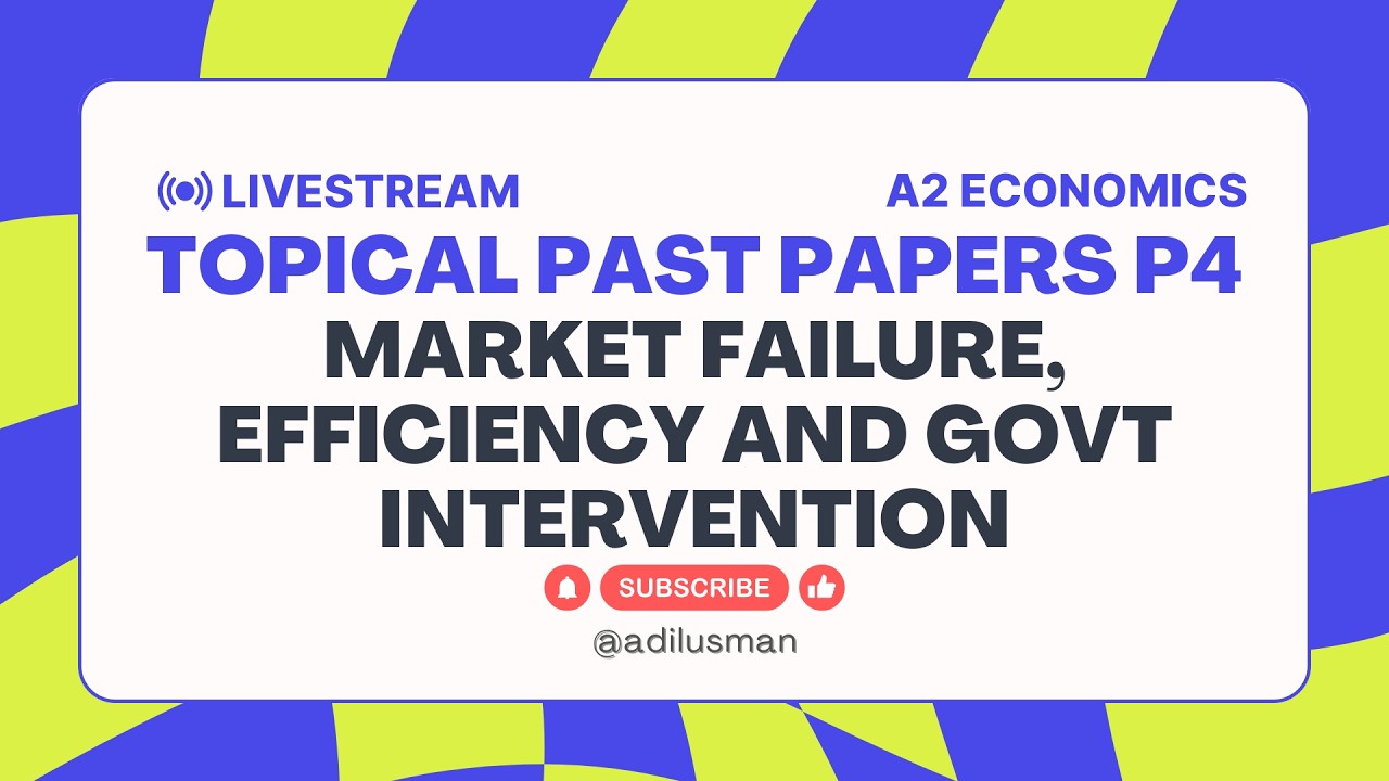 A2 Economics –  Topical P4 Past Papers - Market Failure, Efficiency & Government Intervention