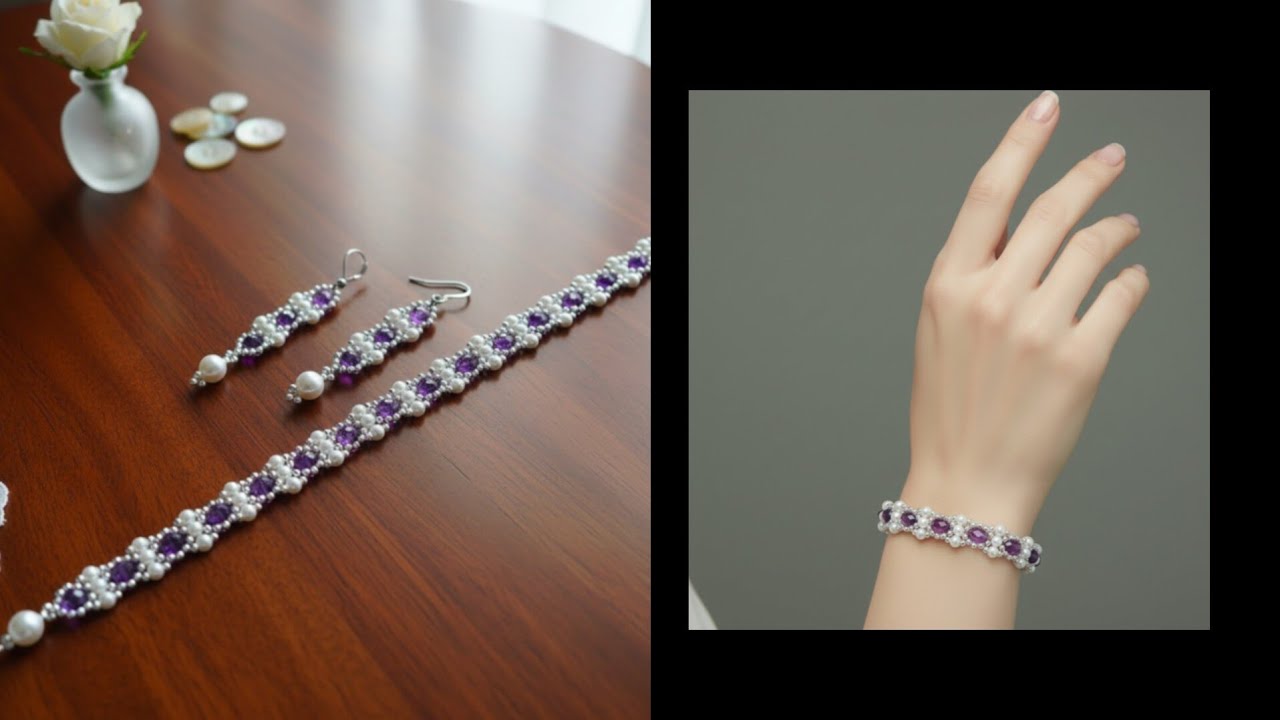 Beaded bracelet and earrings tutorial//DIY//How to make Earrings and Bracelet with beads #beading