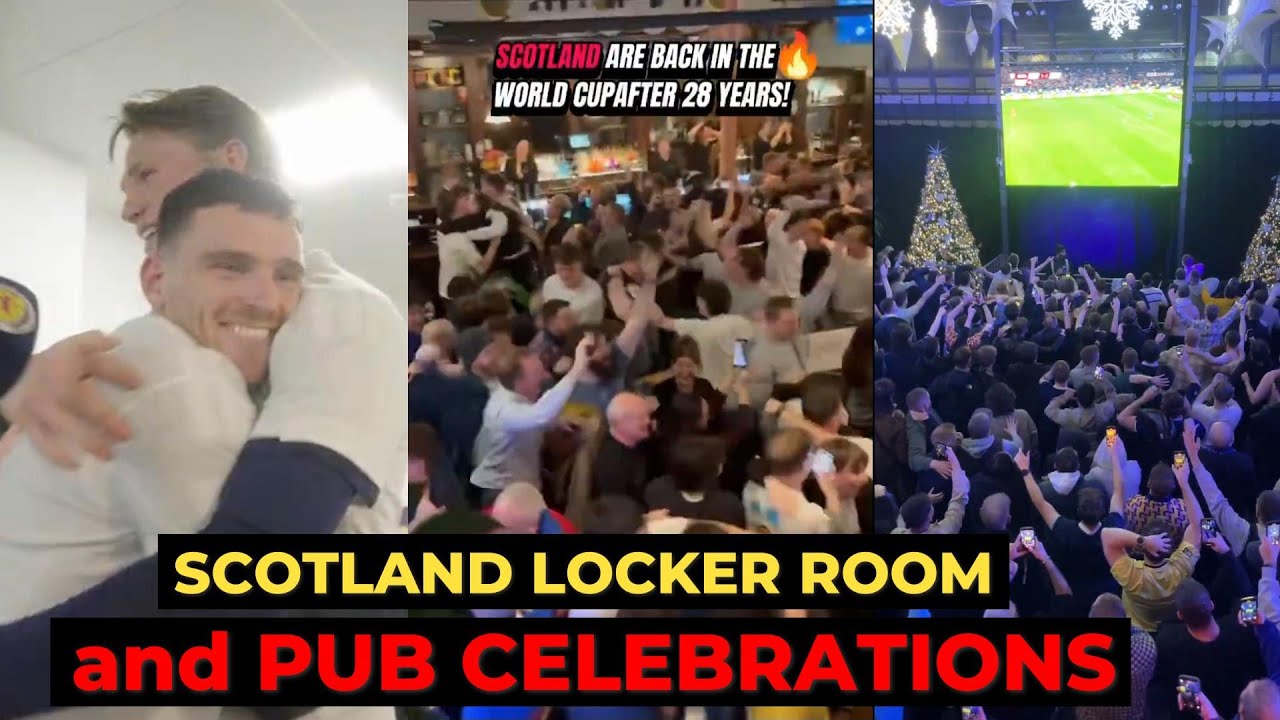 Robertson and McTominay in dressing room celebration as Scotland back in World Cup after 28 years