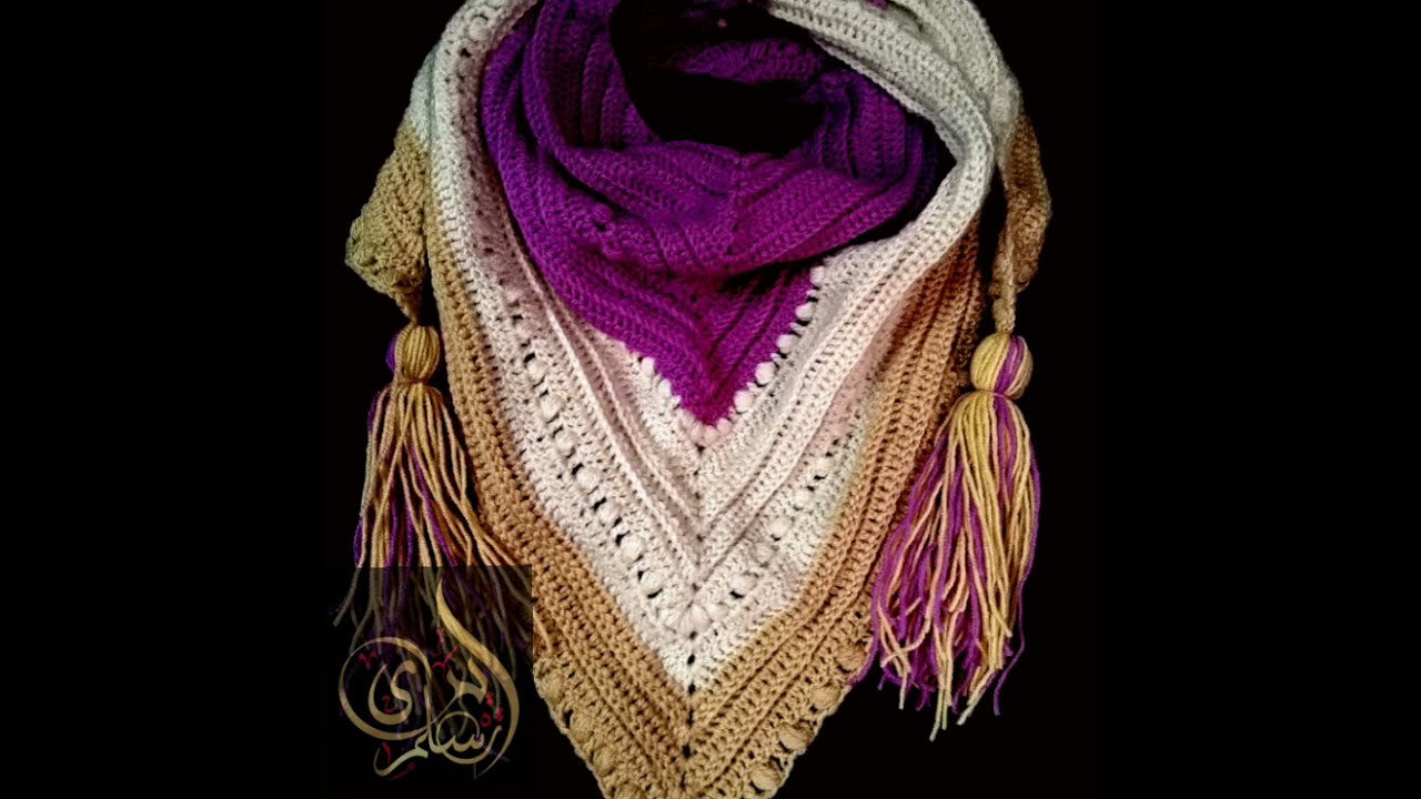 colorful secret path crochet scarf شال مثلث بألوان جميله موضه شتاء 2022