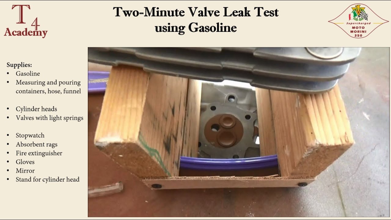 Cylinder head valves leak test with gasoline