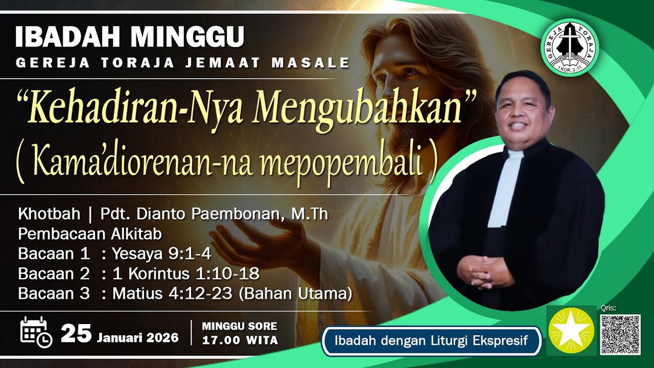 🔴 LIVE DELAY | Ibadah Minggu Ekspresif | Gereja Toraja Jemaat Masale | 25 Januari 2026 | 17.00 WITA