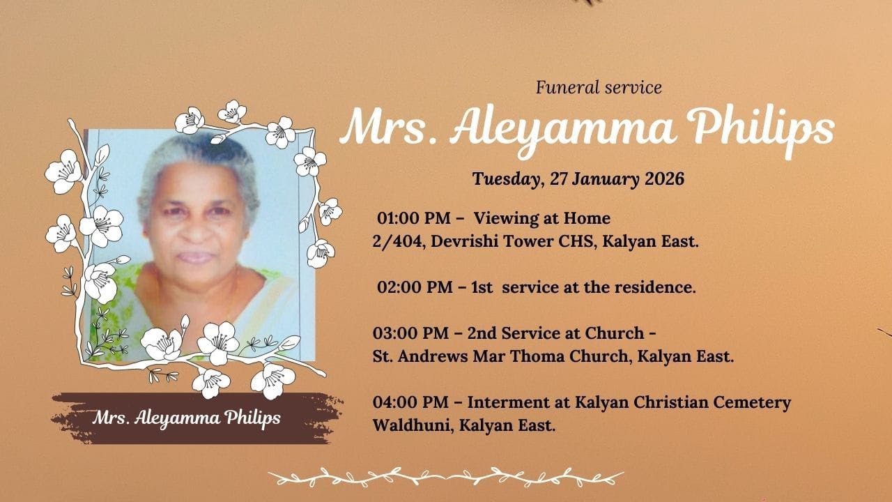 Funeral Service MRS. ALEYAMMA PHILIPS ( 78 )
