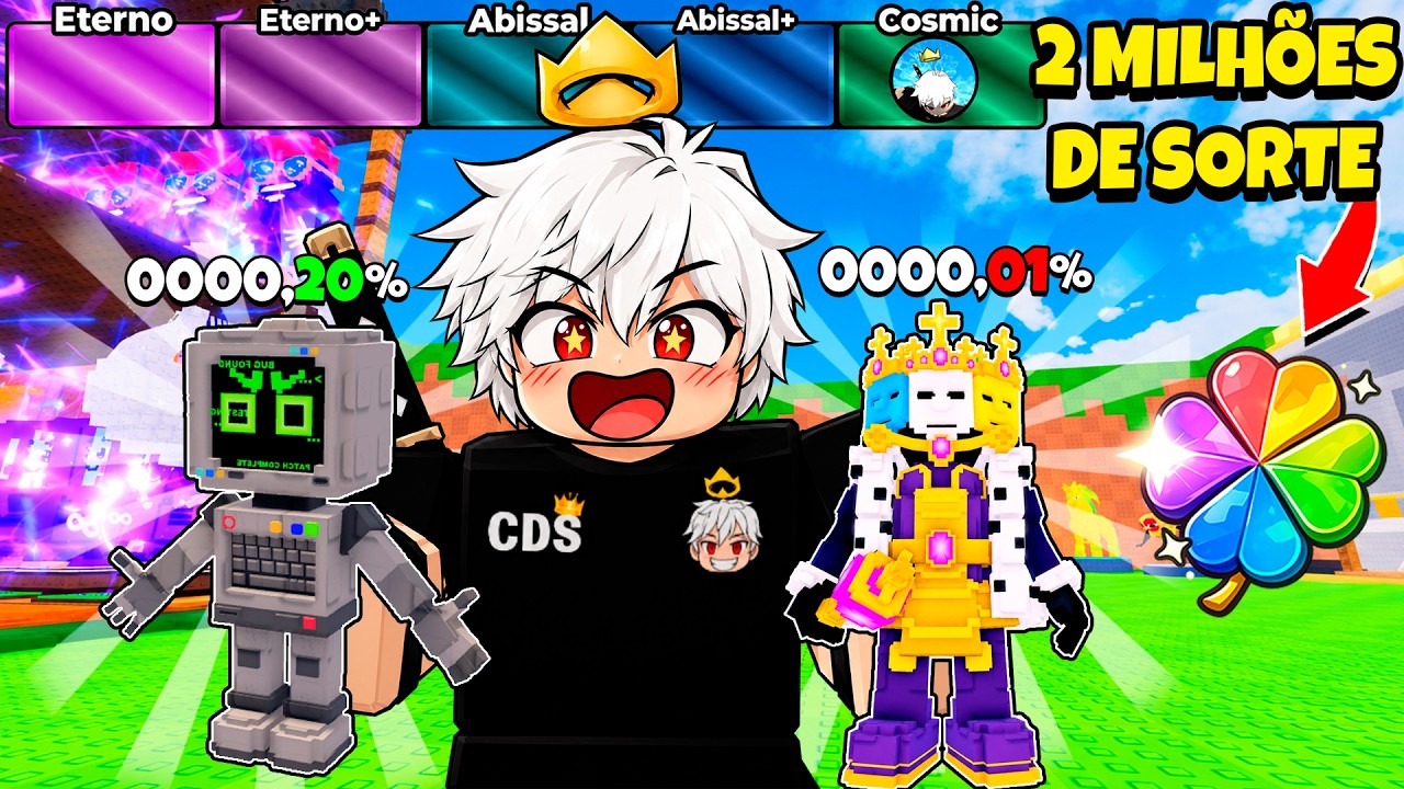 ATIVEI 2304000% DE SORTE🍀PRA PEGAR OS MELHORES PETS COSMIC NO CHUTE UMA LUCKY BLOCK!!🤩❄️