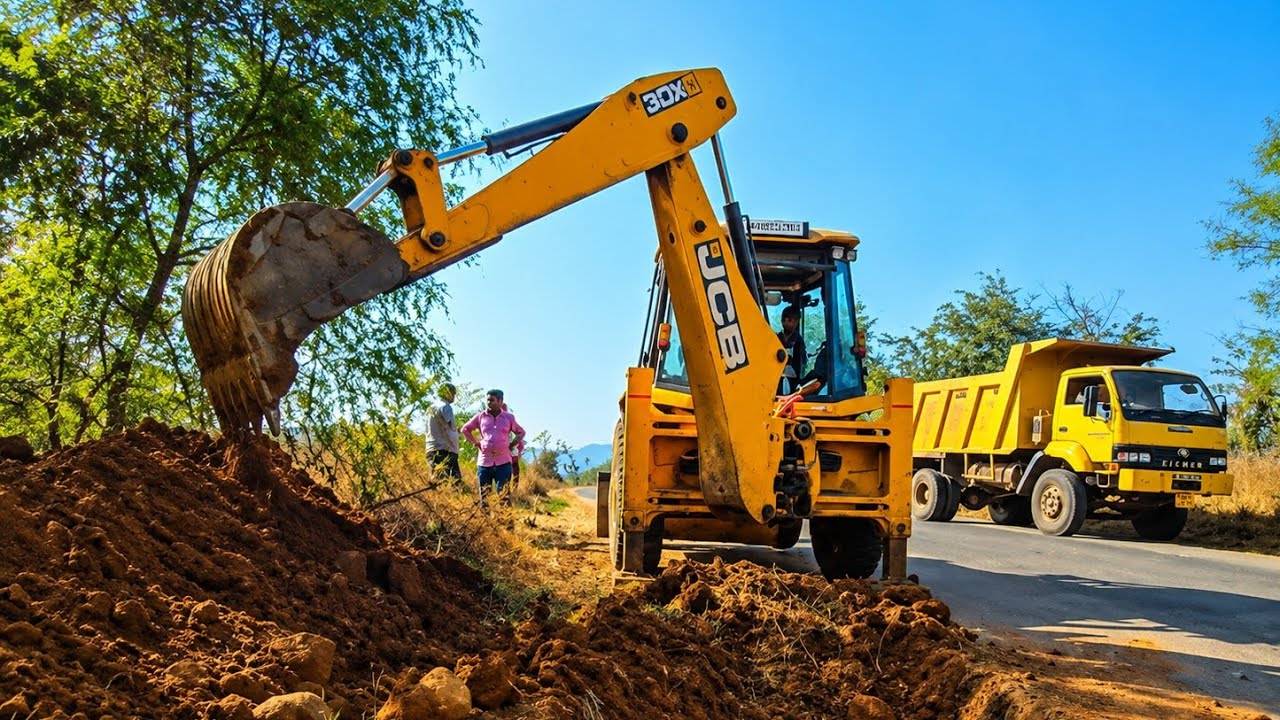 Jcb se road Box cutting ka kaam, Activate work on Road 🛣️