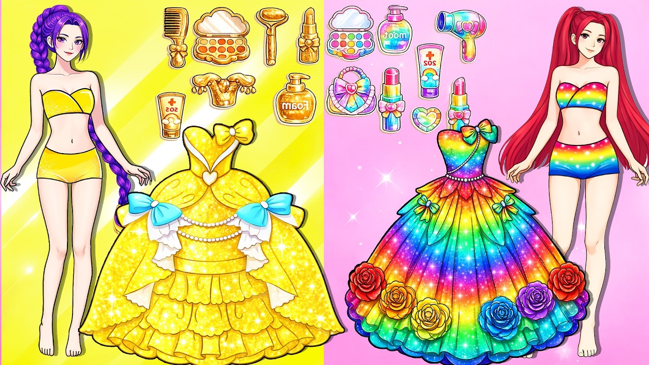 Huntrix: Gold vs Rainbow Battle | K-Pop Demon Hunters | Best DIY Fashion Paper Doll