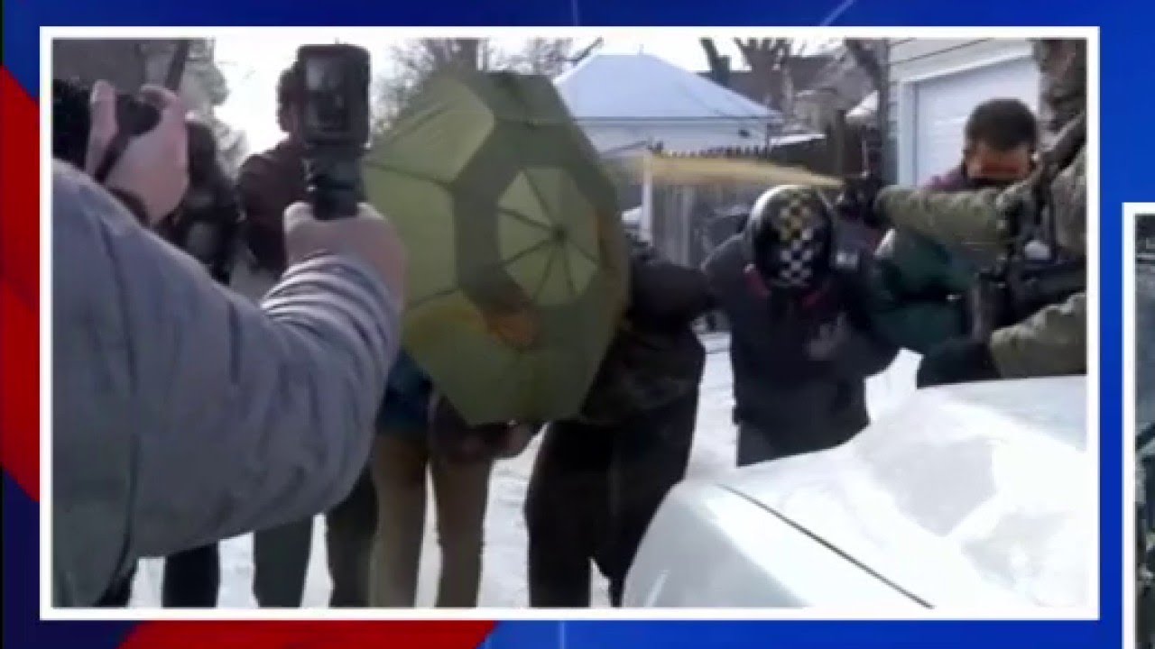 ICE agents appear to use pepper spray on crowd