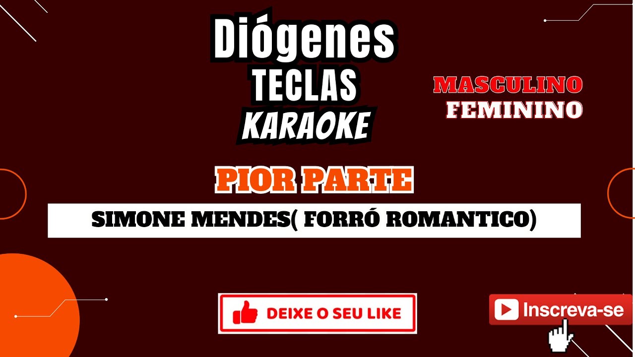 KARAOKE - PIOR PARTE(SIMONE MENDES) FORRÓ ROMANTICO - TOM MAIS BAIXO