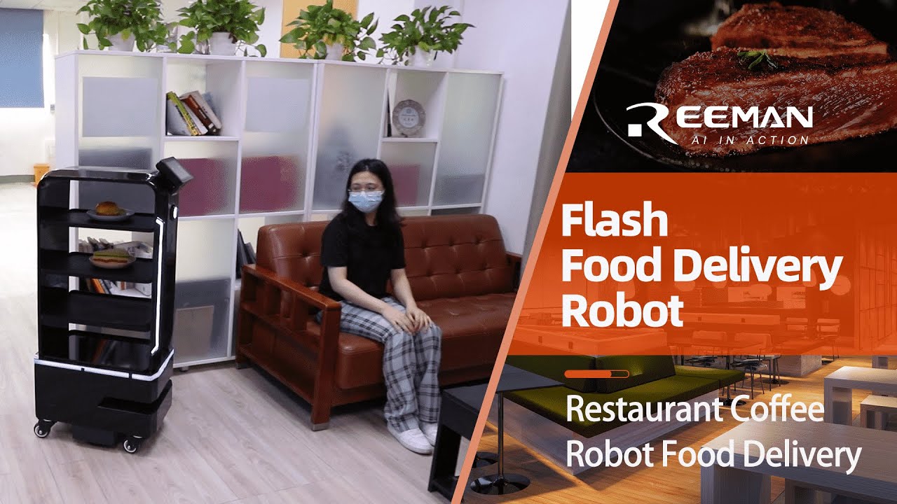 Food Delivery Robot In Restaurant Coffee Shop Delivery Food