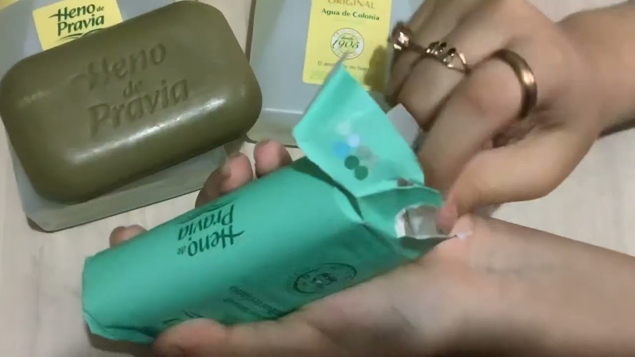 Mostrando y abriendo los productos de Heno de Pravia #aguadecoloniaoriginalHenodePravia #jabones