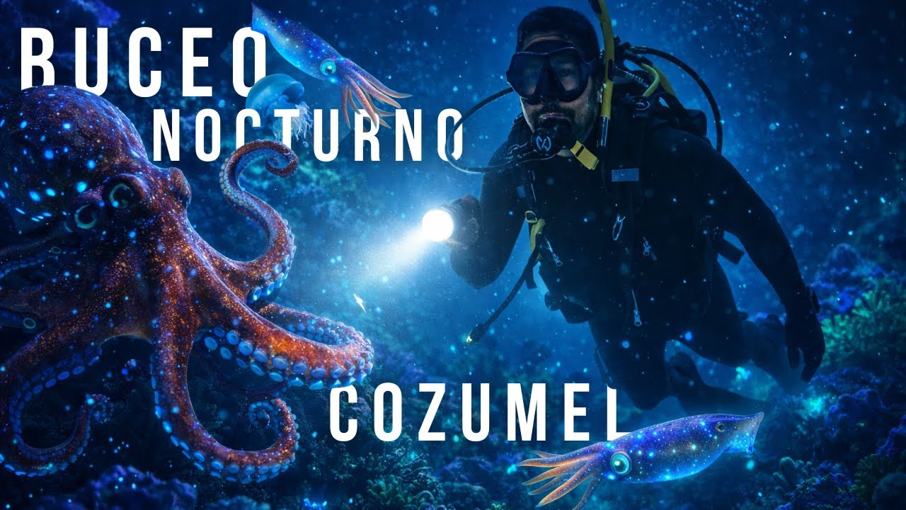 AS&Iacute; ES BUCEAR DE NOCHE EN COZUMEL | BUCEO NOCTURNO