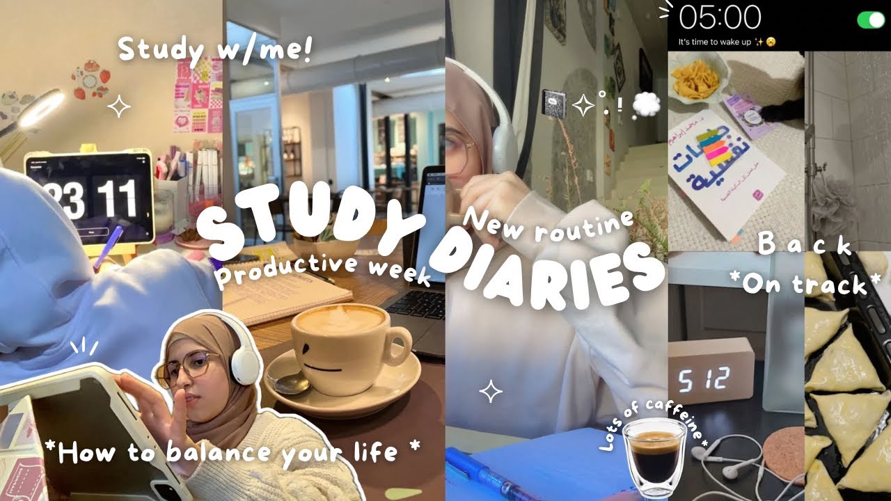 STUDY DIARIES | 5am productive days 📖| يوميات دراسية |  الخامسة صباحا💤 | تحفيز | أسبوع إنتاجي⛅️