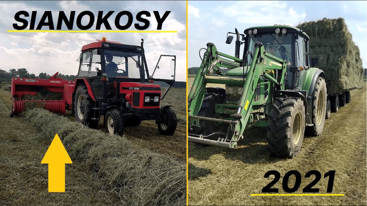 Sianokosy 2021 w polskim stylu czyli KOSTKI / SNOPKI - Zetor 5320, Ursus c330 i JD 6230 Premium :)