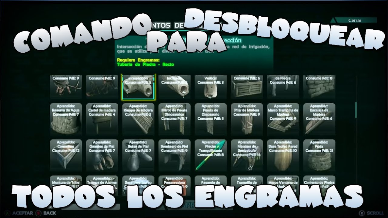 Comando para desbloquear todos los engramas - Ark Survival Evolved xbox one