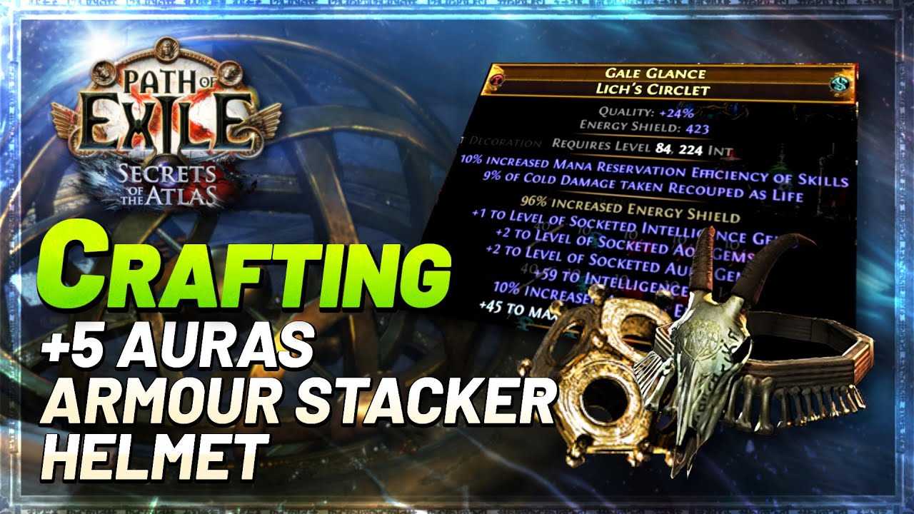 PoE 3.26 - +5 Auras Armour Stacker Helmet Craft