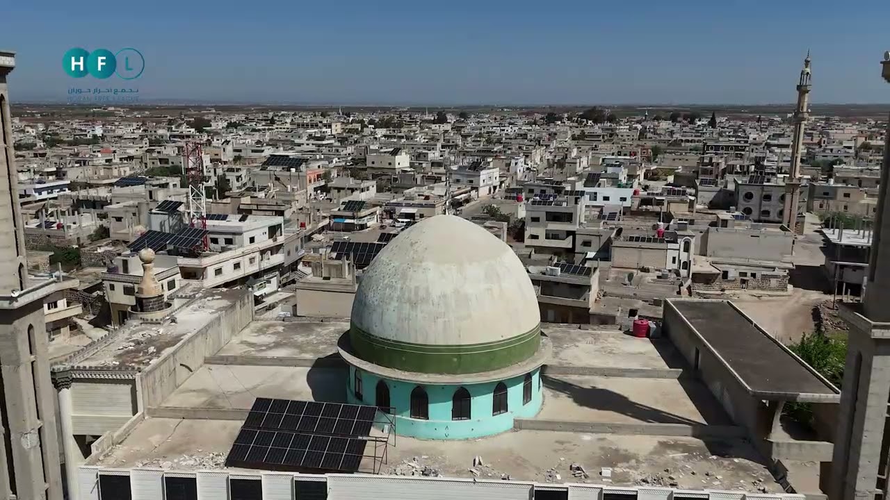 تصوير جوي لبلدة خربة غزالة شرق درعا