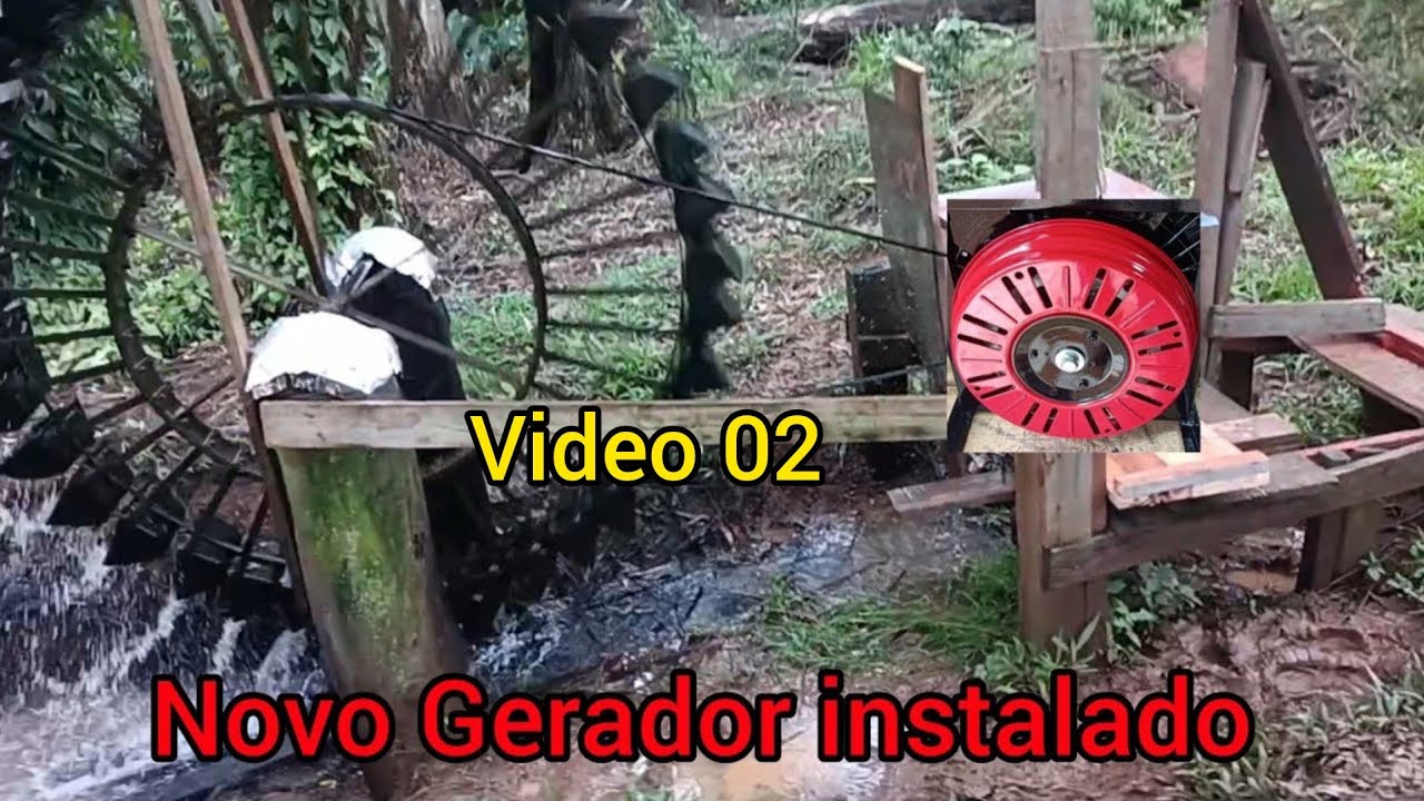 Novo Gerador instalado na roda d'água (vídeo 02)