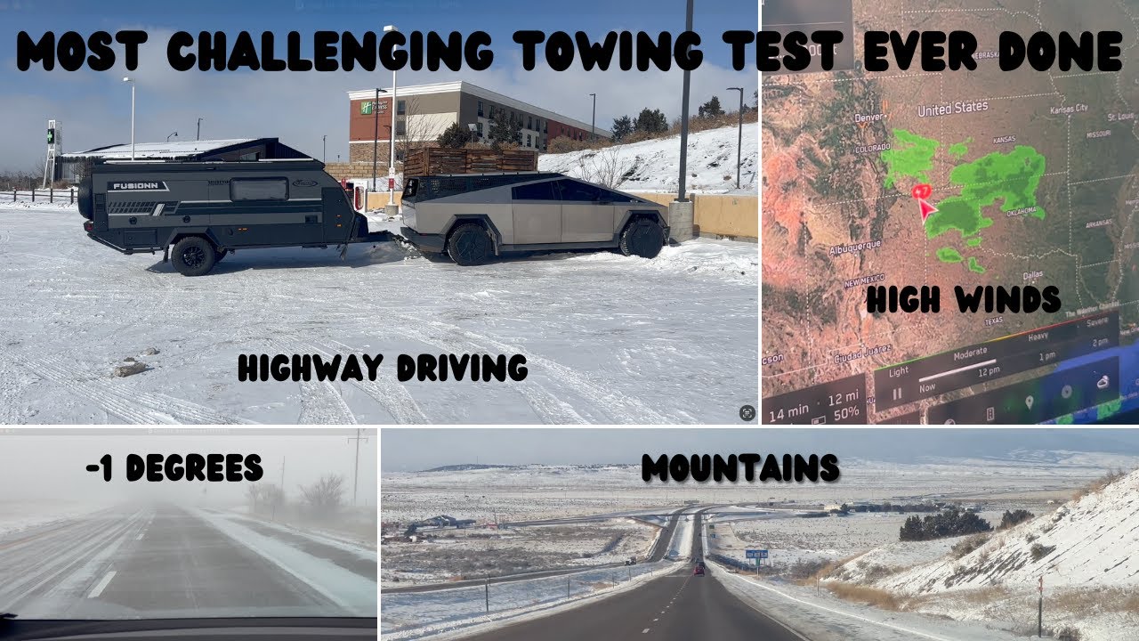 -1 Degrees, Wind, Snow, Mountains. CYBERTRUCK & HYPER CAMPER Day 14th and 15th Back From Starbase.