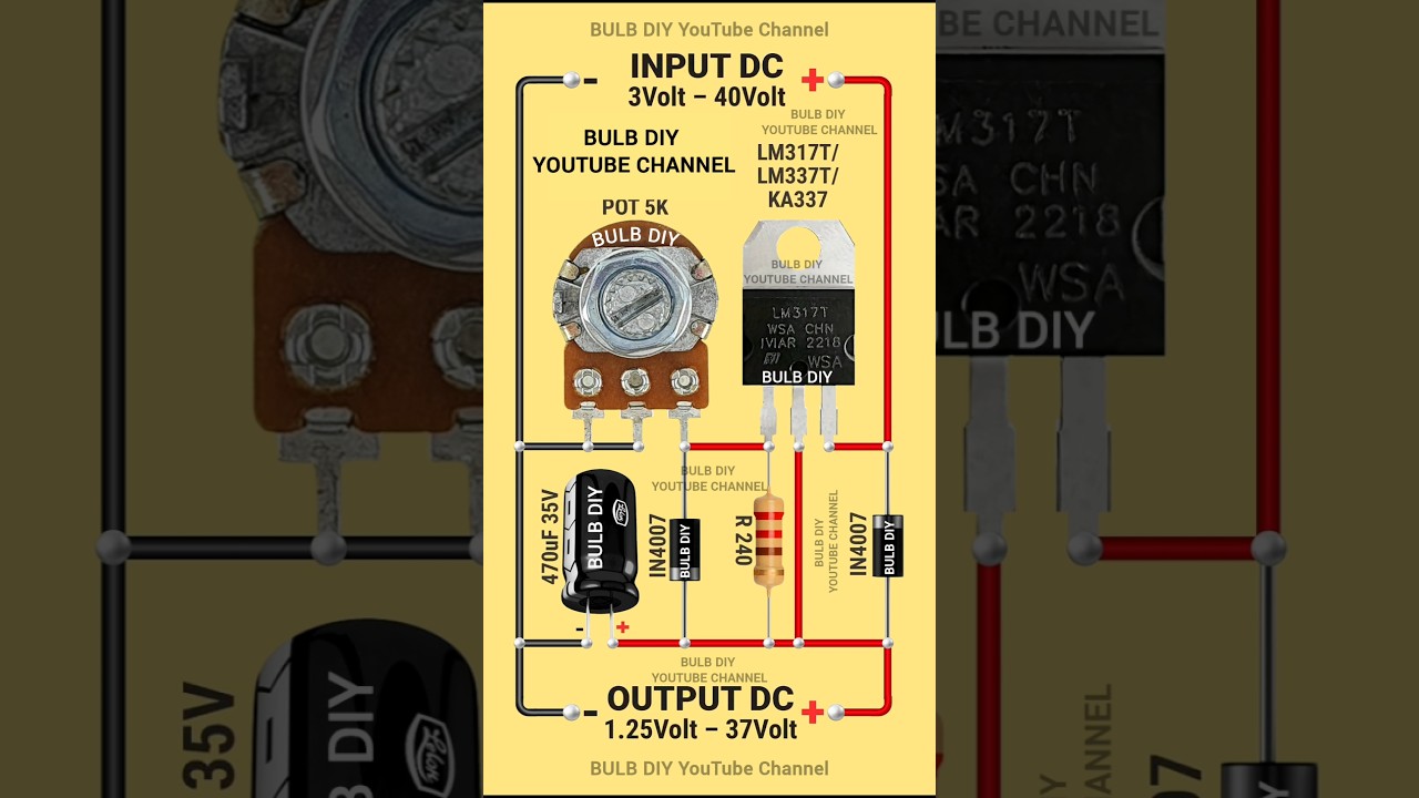 Voltage regulator circuit using LM317 IC | Variable power supply