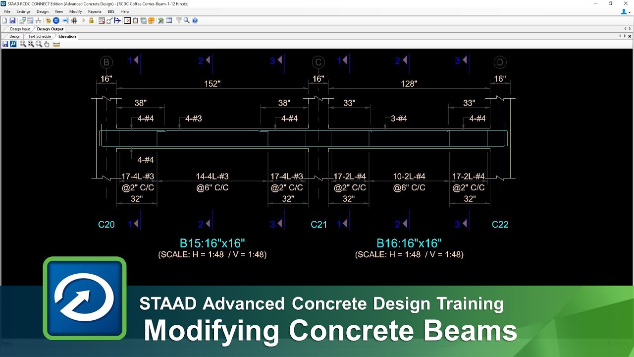 Modifying Concrete Beams in STAAD Advanced Concrete Design