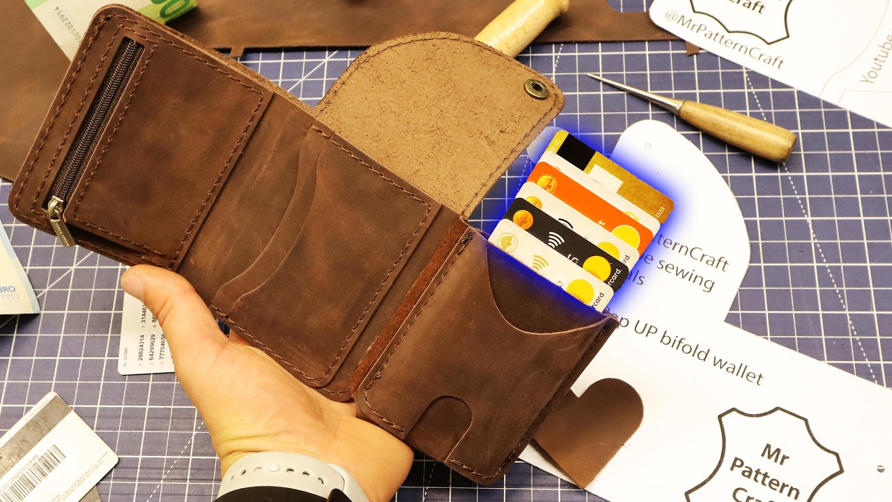 From Paper to Leather - Making SMART Custom Pop Up RFID Leather Trifold Wallet #DIY