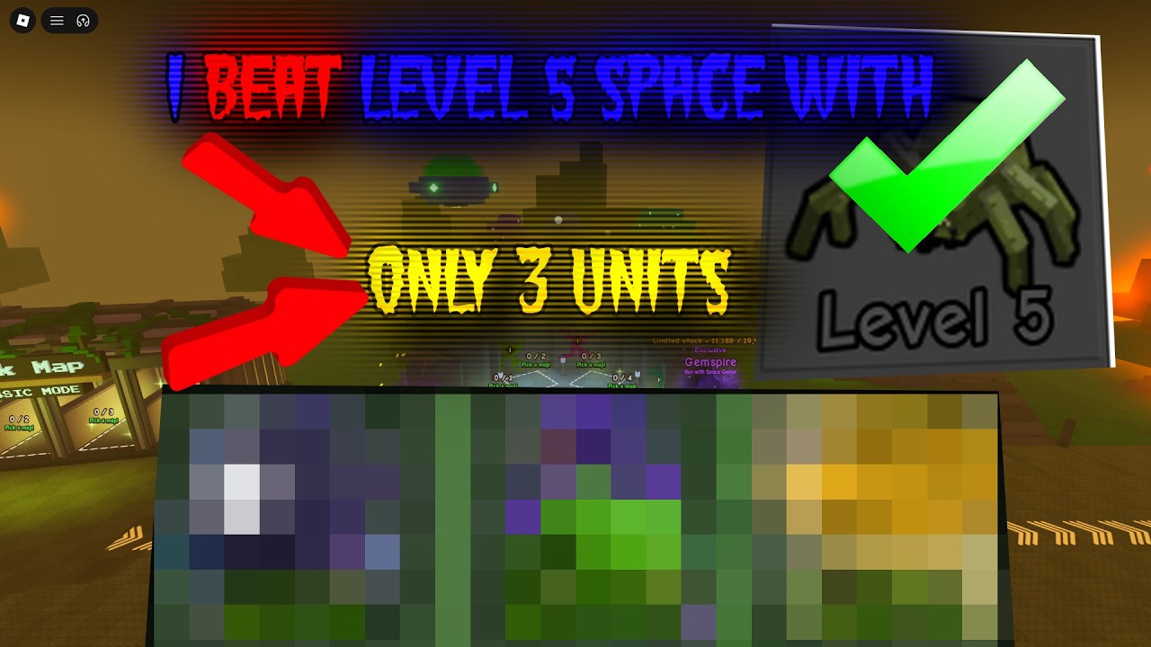 I Completed Space Level 5 With Only 3 Units In Garden Tower Defense