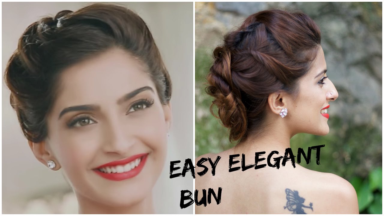 Sonam Kapoor's GLAMOROUS Hairstyle-5 Minute Romantic Bun Hairstyle/Indian Hairstyles For Medium Hair
